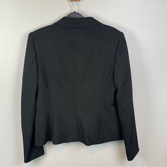 Calvin Klein Blazer Black Two Button Jacket Gold Zippered Pockets Fitted Size 8 - Picture 3 of 6